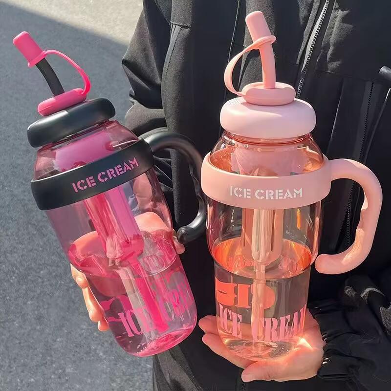 Stylish Summer Plastic Cups: Belly Cup, Cute Straw, and Large Water Bottle