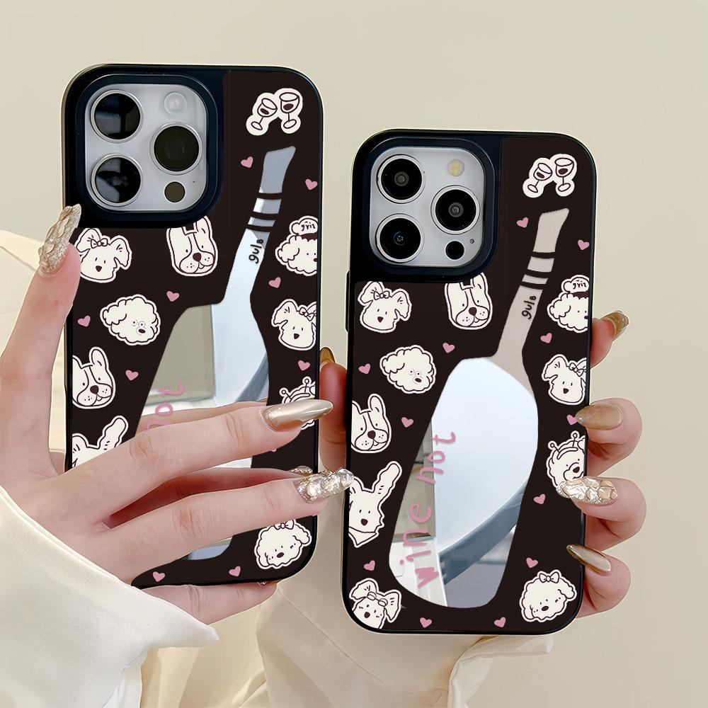Mirror Phone Case for iPhone 15 11 13 14 for 15 16 Pro Max 12 13 16 Pro Cloud Flower and Animal Cute Style Phone Case