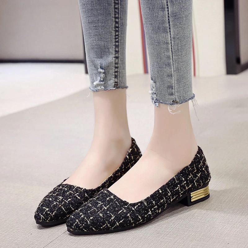 Fashion 2024 Pointed Toe Color Block Women's Single Shoes Square Toe Shallow Mouth Slip-On Fashion Versatile Spring and Autumn Casual