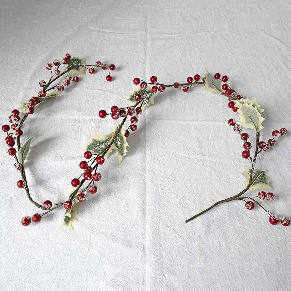 Xmas Berry Garland 1.2m Foam Iron Wire Lifelike Artificial Xmas Berry Vine for Holiday Home Decoration
