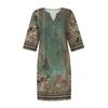 Dresses For Womens Vintage Print Tunic Waisted Midi Dress Summer Casual  Half Sleeve Dress