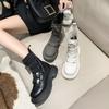 French British Martin boots 2025 new thick-soled autumn single boots elastic fly-woven socks boots thin short boots