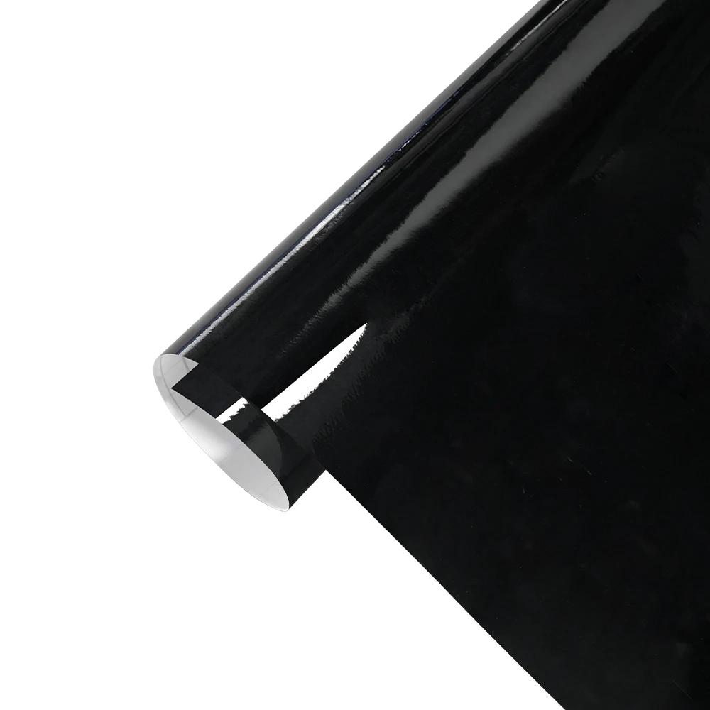 Premium Glossy Bright Black Self-adhesive Vinyl Car Wrap Film Vehicle Decal Auto Decor Film Air Bubble Free Paper Based Package