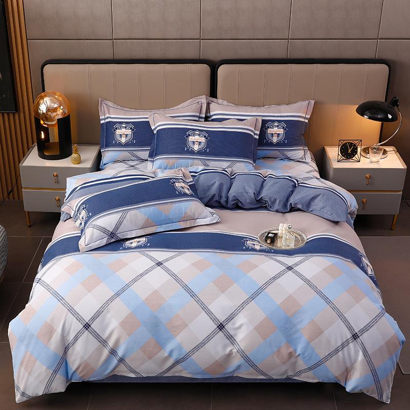 Thickened Cotton Four-piece Set, Pure Cotton Bed Sheet Quilt Cover, Dormitory Three-piece Set, Bedding