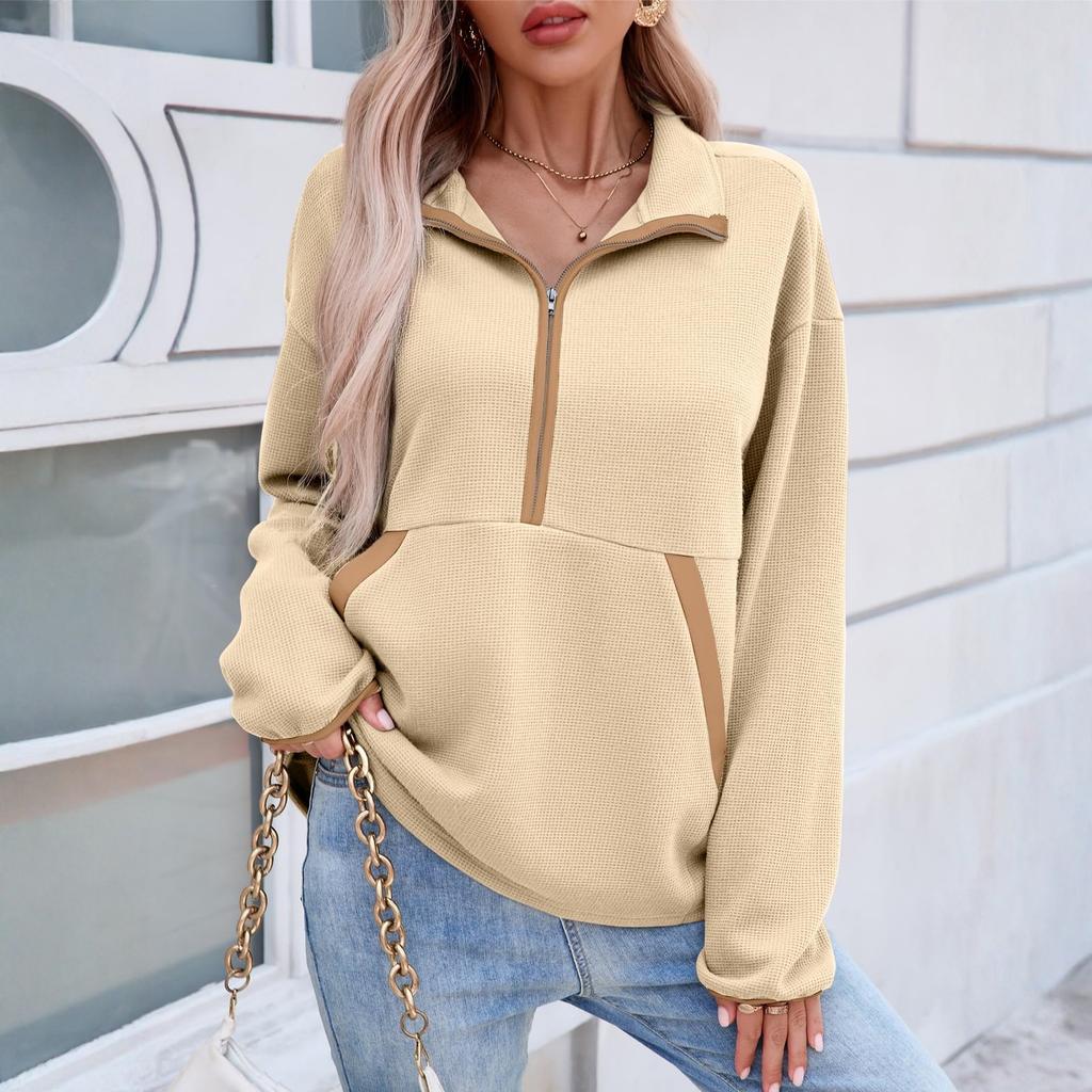 Women's Fashionable Long-sleeved Casual Zipper Jacket Hoodie Top