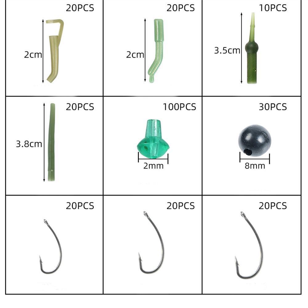420Pcs/Case Carp Fishing Tackle Kit Including Boilie Bait Screw Accessories Swivels Hooks Anti Tangle Sleeves Hook Stop Beads