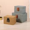 Convenient Travel Storage Box Wicker Pattern Jewelry Presentation Case Multi Functional Wooden Earrings Necklaces Holder