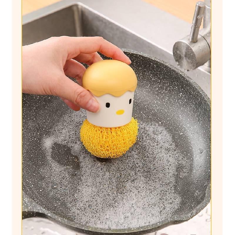 High-quality Nano Cleaning Brush With Handle For Pots And Dishes Cute And Detachable Eggshell Design