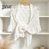 Casual Daily Shoulder Cover Hollow Knitted Shawl for Women Soft Polyester Cloak Wrap with Fashion Dresses Ruffled Cuffs Breathable Sun Protection