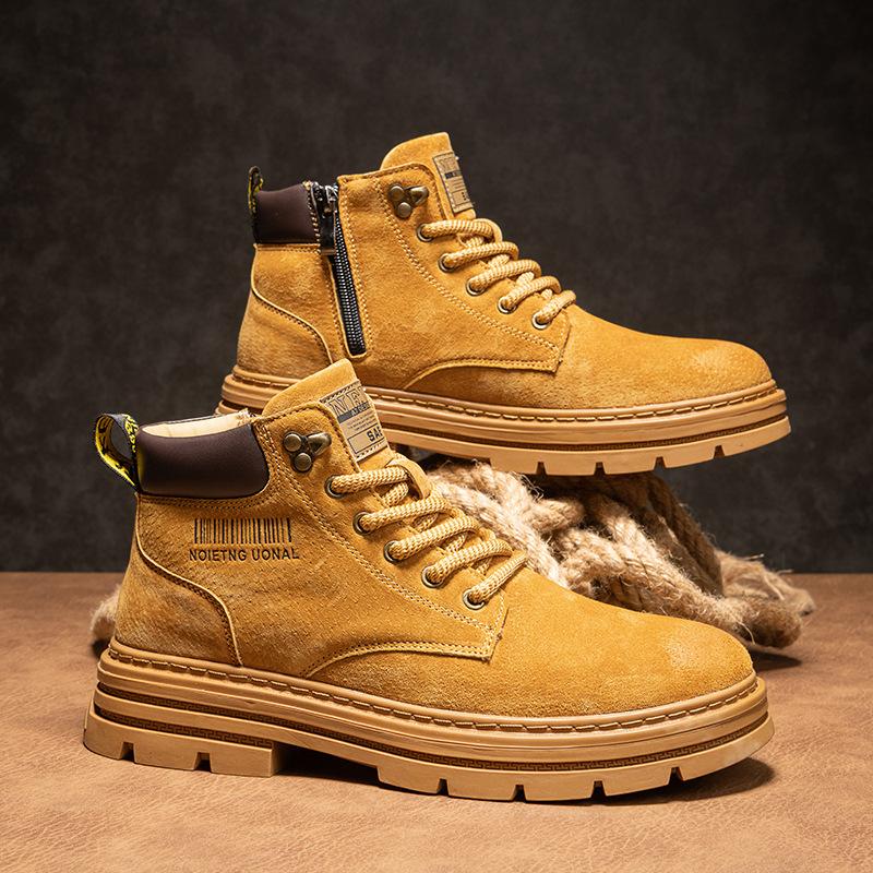 High-top retro leather boots autumn Putian new leather thick-soled big yellow boots outdoor American Martin boots