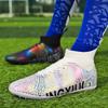 31-48unisex Football Shoes High-top Elastic Rubber Soft Bottom TF Football Shoes Men's Training Special Children Competition Training Football Shoes