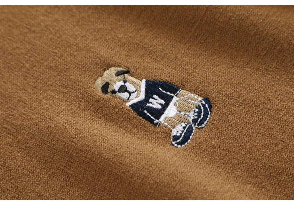 Plus Size Women's Bear Embroidery Knit Cardigan - Autumn/Winter 2026 Round Neck Thick Sweater Coat (220 Jin)