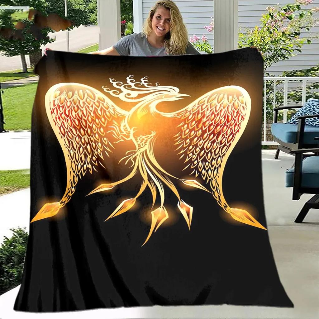 Inferno Phoenix Series digitalprinted polyester Bedroom velvet flannel cover blanket Fleece soft sofa cover blankets for beds