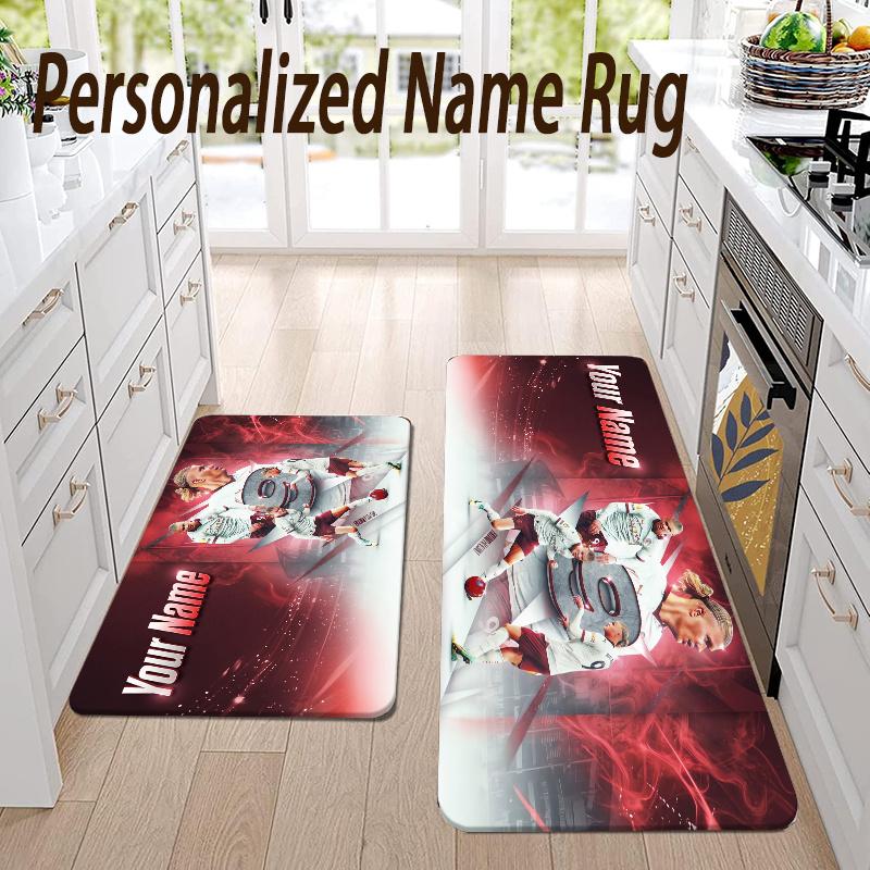 Custom Name Erling Haaland Flannel Area Rug Kitchen Floor Mat Personalized Home Decoration