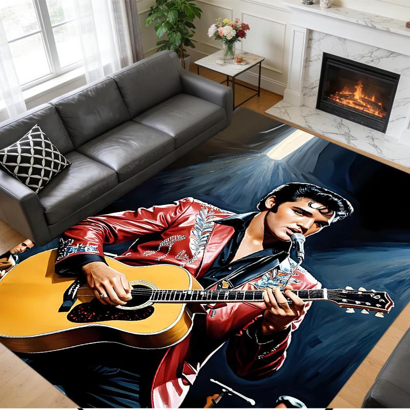 Tappeto Antiscivolo in Velluto di Cristallo, Tappeto con Design di Elvis Presley per Interni Soggiorno Camera da Letto Decorazione Casa