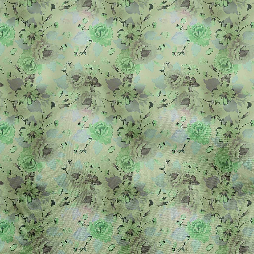 oneOone Cotton Flex Light Blue Fabric Florals Sewing Fabric By The Yard Printed Diy Clothing Sewing Supplies 40 Inch