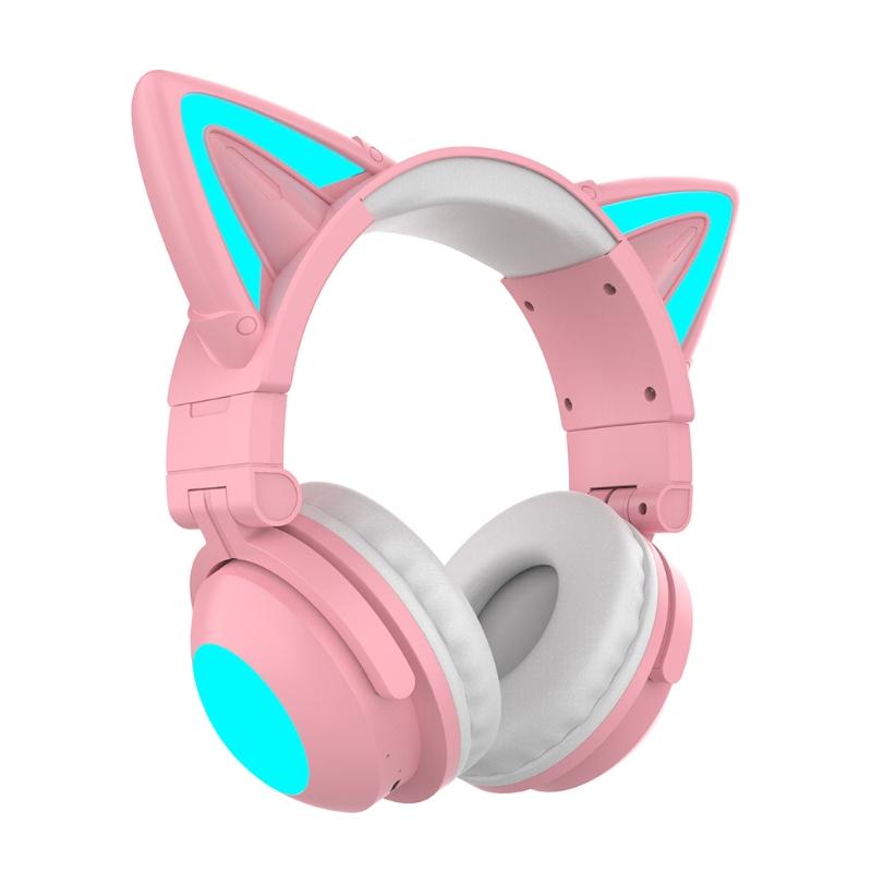 Cute for Cat Ear Pattern Kids Headset Bluetooth-compatible5.0 Headphone Best Present for Girls Boys Birthday Party New Y