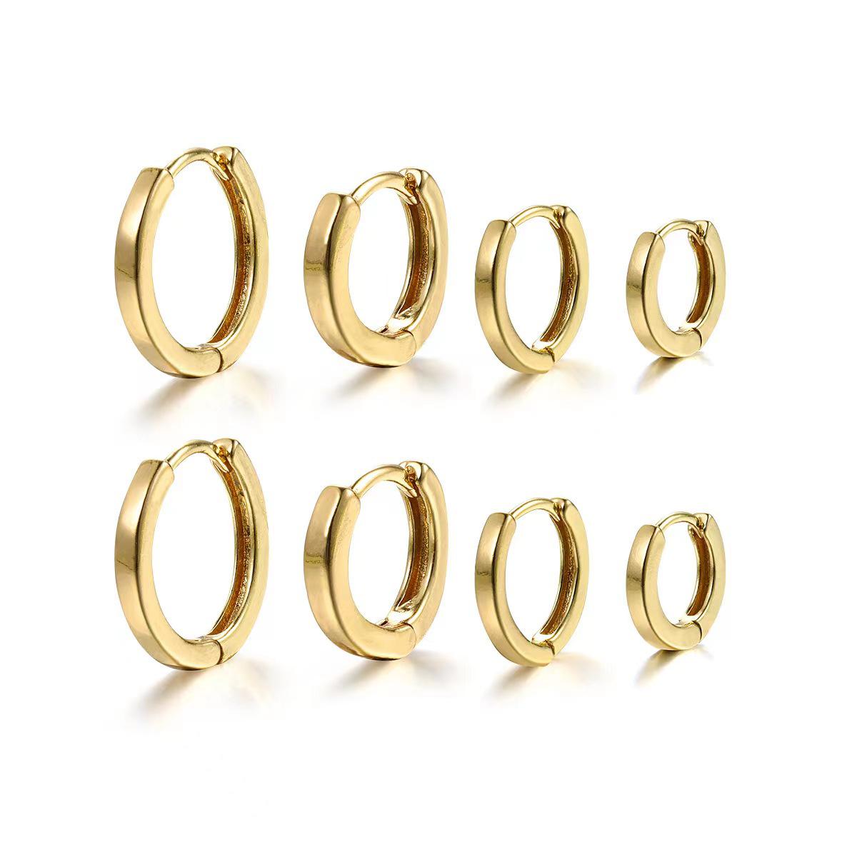 

Серебряные серьги с инкрустацией цирконием 18 карат, позолоченные - ювелирные изделия в корейском стиле 18K