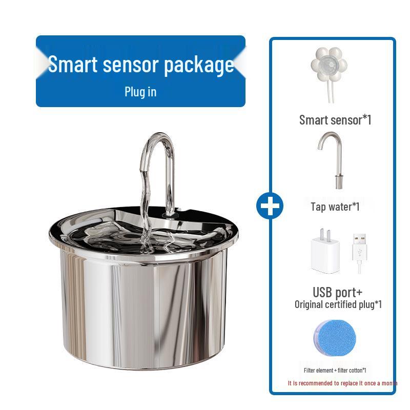 Smart Stainless Steel Automatic Cat Water Fountain with Sensor