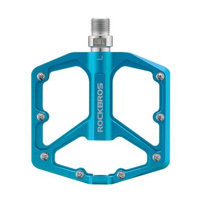 ROCKBROS Bicycle Flat Aluminum for Road Cross Bearing Set of Blue Pedals, Lightweight, Pedals, Alloy, Bikes, Bikes, MTBs, Etc., Platform, Anti-Slip,