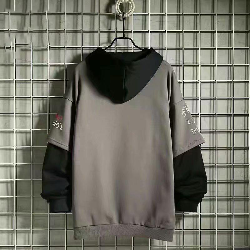 Spring Autumn Men's Sweater Retro Hooded Print Sweatshirt Loose Hoodie Fleece Padded Jacket