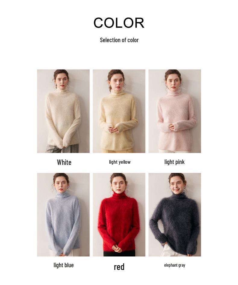 Women's 100% Pure Cashmere High Neck Sweater - Loose, Warm, Long Sleeve Knit Base Layer for Autumn/Winter