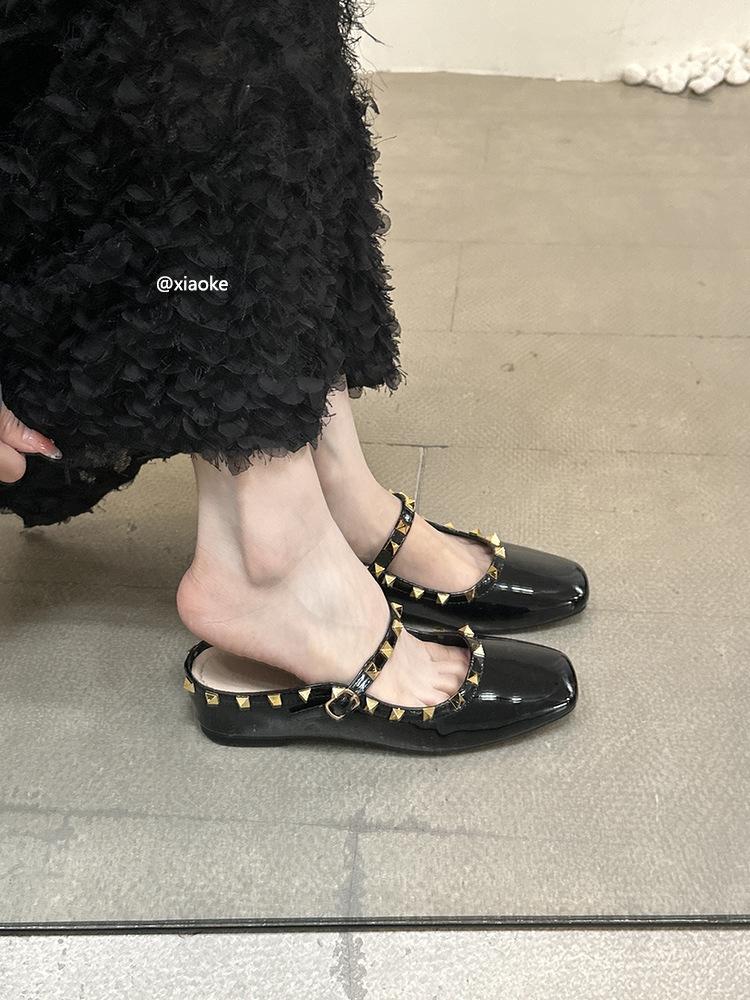 XINZHOU Xiaoxiangfeng Tasche Kopf Halbschuhe Damen Außenbekleidung 2025 Frühling und Sommer neu Französisches Temperament Muller Hausschuhe