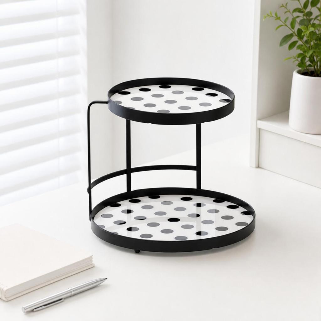 Dual-Level Storage Rack Compact Countertop Elegant for Dresser