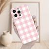 Simple pink checkered printed Phone Case For iPhone 17 Pro Max 16E 15 Pro 14 13 12 11 Mini AIR XS XR XS 8Plus anti drop and shoc