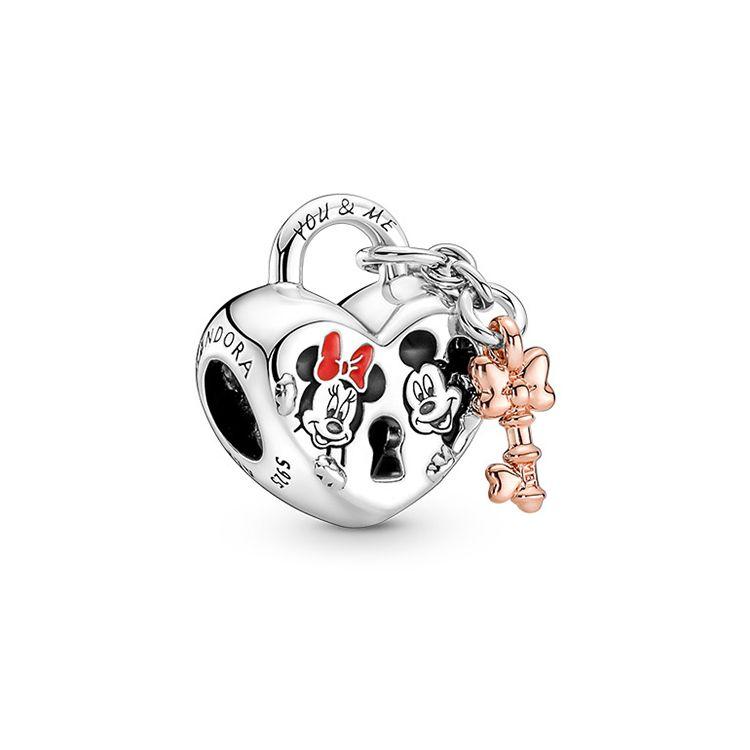 Pandora Disney Series Mickey And Minnie Lock Charm Men Charm 780109C01 Silver,F