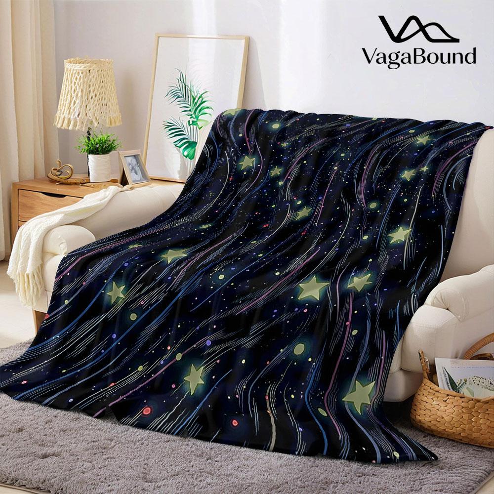 Starry Stream Night Flannel Blanket Warm Soft Halloween Christmas Decorative Couch Warm Cozy All-Season Gift
