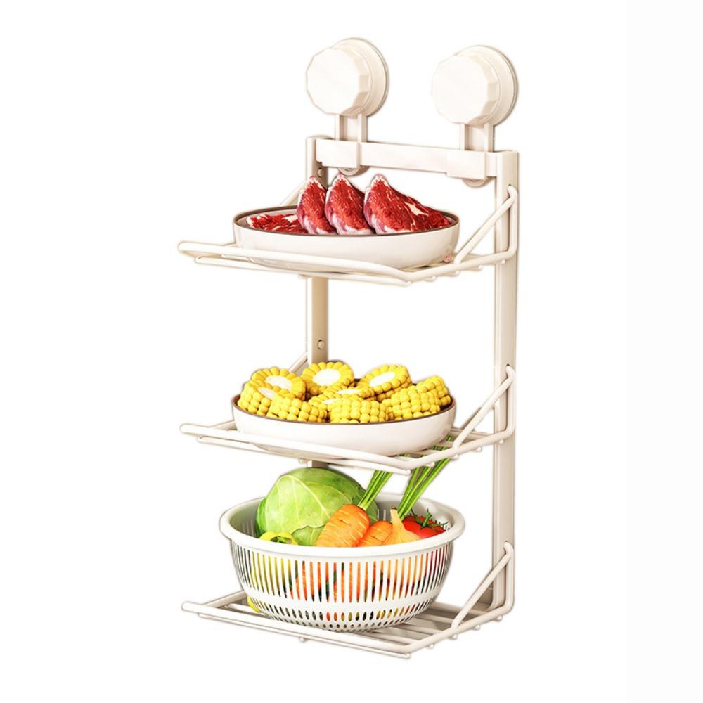 Punch-Free 3 Layers Foldable Storage Tray Suction Cup Food Sorting Tray  Side Dish