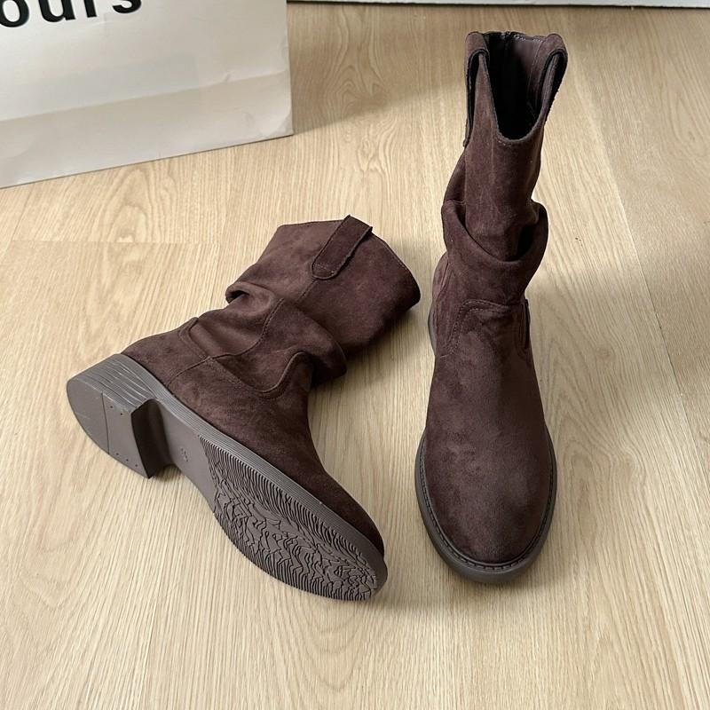 New Style Fashion Women's Retro Sta Boots Spring Autumn Women's Fashionable Mid-Calf Knight Ort Boots Plus Size Zapatos Mujer
