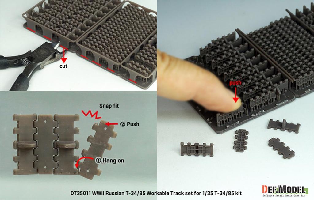 Defmodel 1/35 WWII Russian/Soviet T-34/85 Tank Linkable Tracks (Universal) Plastic Model Kit Parts DT35011 (Tank)