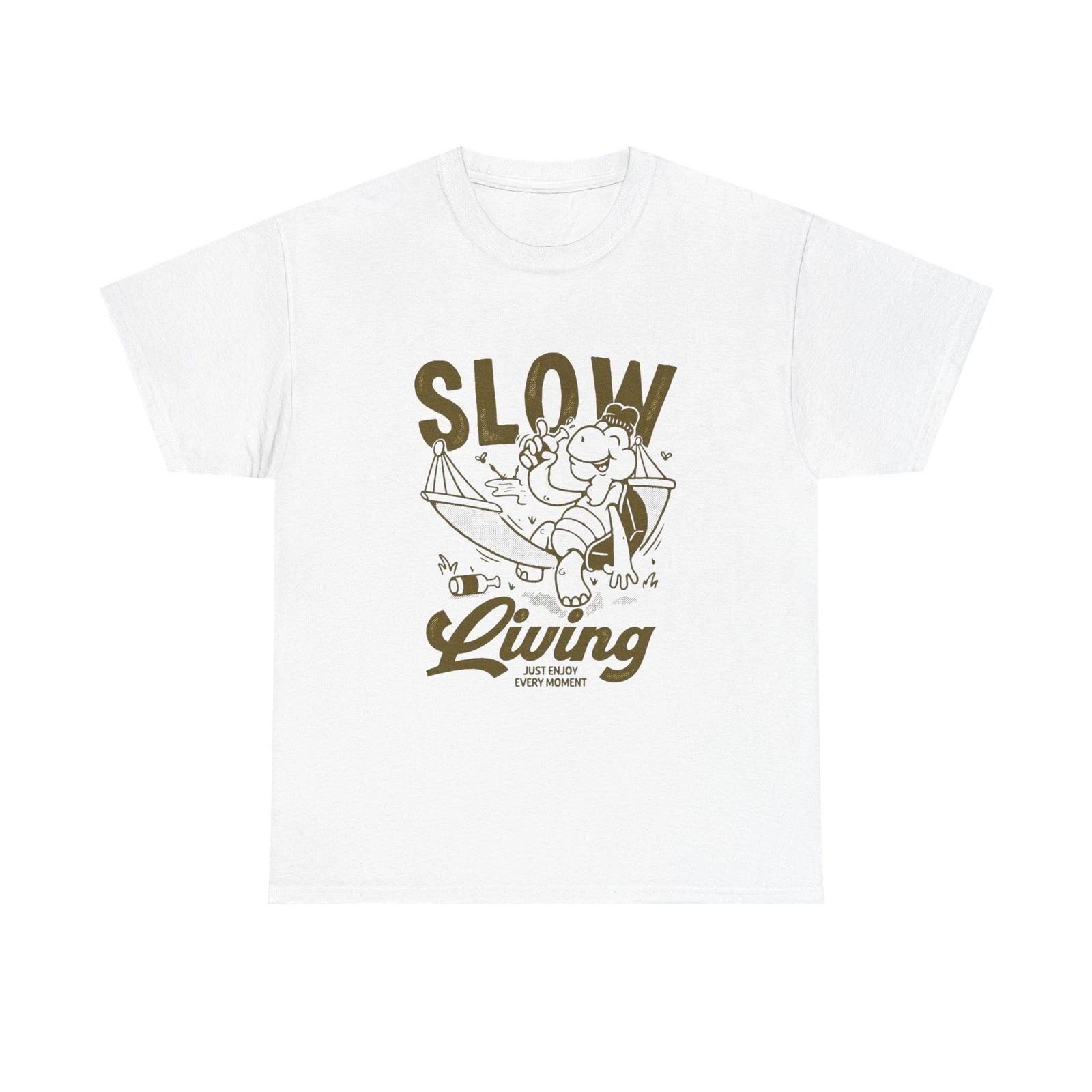 Slow Living Graphic T-Shirt Comfy Cotton Tee Brand NEW 3XL