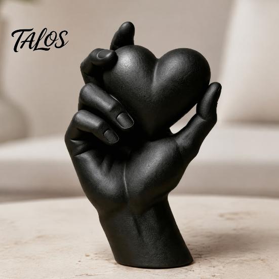 Decorazione Casa Bianco Nero Mano che Tiene Cuore Statuetta Stampata 3D, Scultura Minimalista Moderna per Scrivania, Centrotavola Romantico per