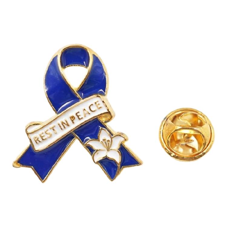Versatile Peace Rest In Peace Brooch Pin With Ribbon Flower Accent Easy To Pair Outfits For Event Secure Closure