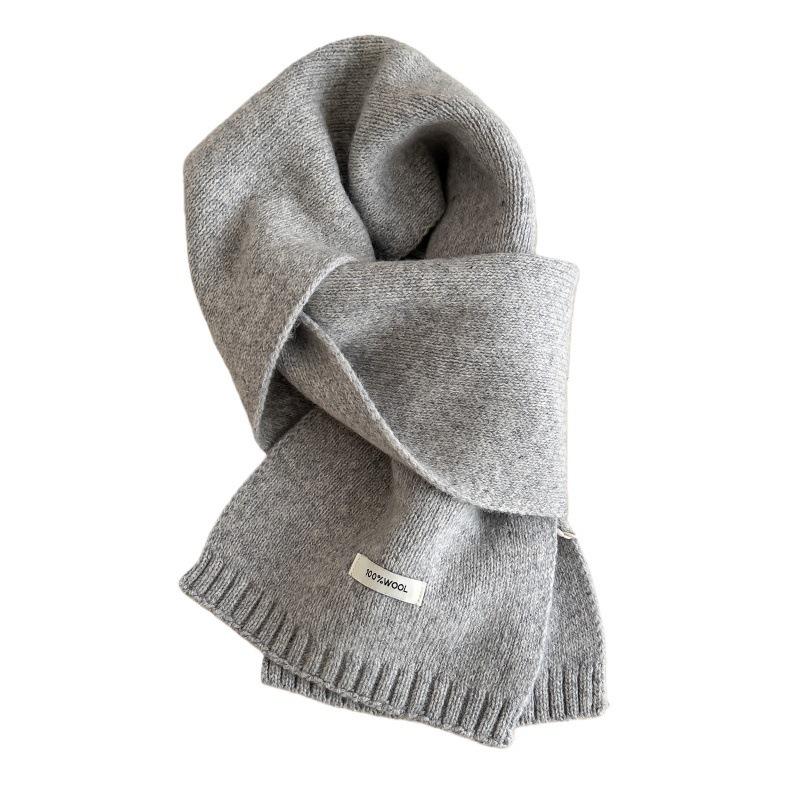 Autumn and winter new Australian 111 pure scarf women's solid color versatile warm knitted scarf light luxury high sense