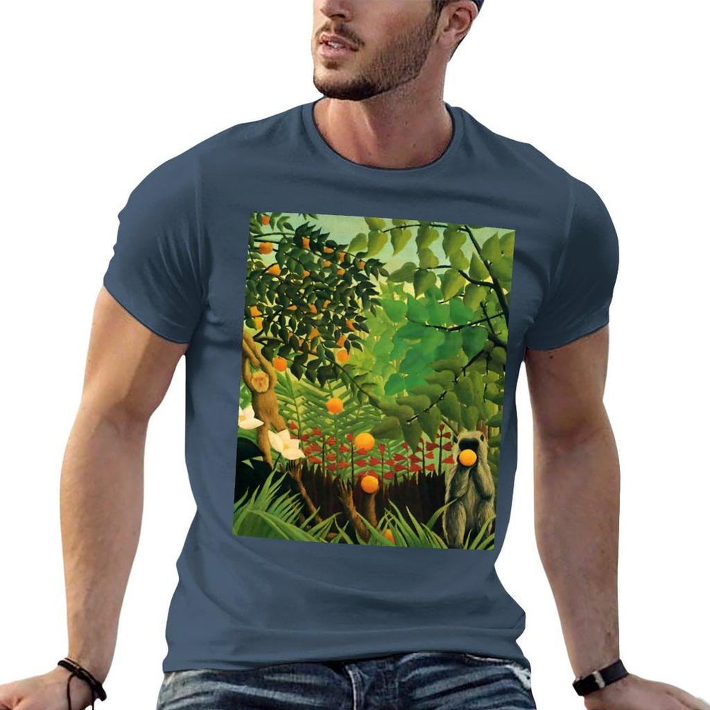 Henri Rousseau Exotische Landschaft 1910 T-Shirt Urlaubs-Leichtgewicht-T-Shirt