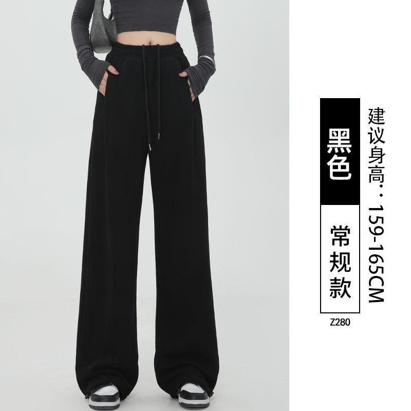 Lamb wool sweatpants women's autumn and winter new black leggings small fleece thickened Harlan sweatpants