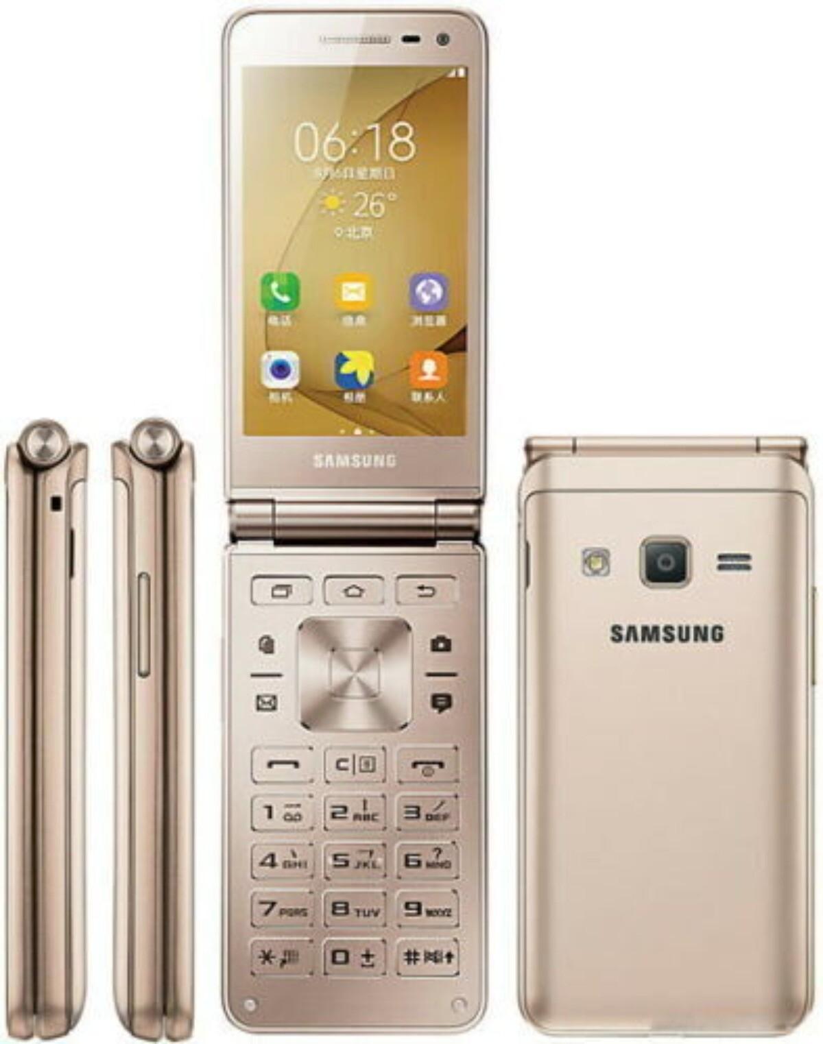 Samsung Gerenoveerde  Galaxy Folder 2 G160N 4G LTE Origineel 2GB RAM 32GB ROM Flip Ontgrendelde Smartphone goud