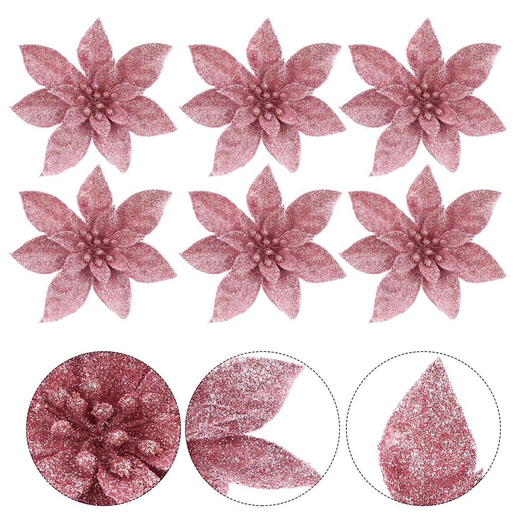 9pcs Christmas Flower Decoration Artificial Xmas Tree Ornament Festive Party Decor Home Office Bar Holiday Event Simulation