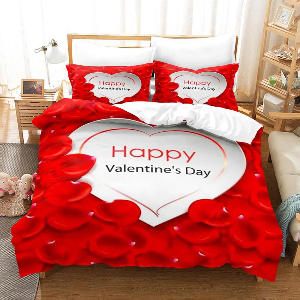 Valentine's Day Bedding Set 3D Printed Duvet Cover Set for Boys Teens Bedroom Single Double Full Queen King Size