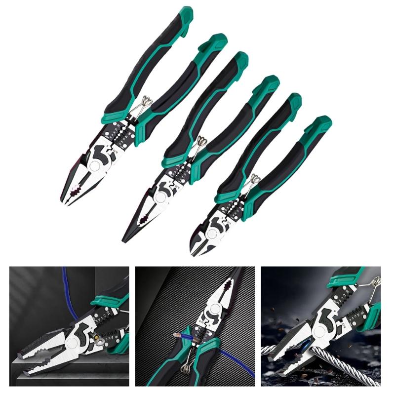 9Inch MultiFunctional Diagonal Pliers Ergonomic Needle Nose Plier for Wire Stripping Crimping Holding in Electrical Work