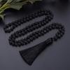 Hand Knotted Beads Necklace with Natural Stone Tassels Spiritual Jewelry Prayer Necklace for Everyday Wear and Rituals