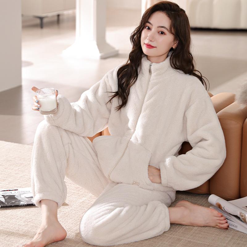 Pajamas Women'S Winter Coral Fleece Thickened Fleece Women'S Autumn And Winter Flannel Winter Loungewear
