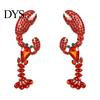 Rhinestone Dangle Earrings Creative Vivid Funny Lobster Sexy Eardrop for Gift Girls