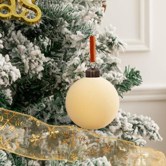 16Pcs Velvet Christmas Ornaments 6/8cm Flocked Ball Set Elegant Xmas Tree Decorations for Festive Atmosphere