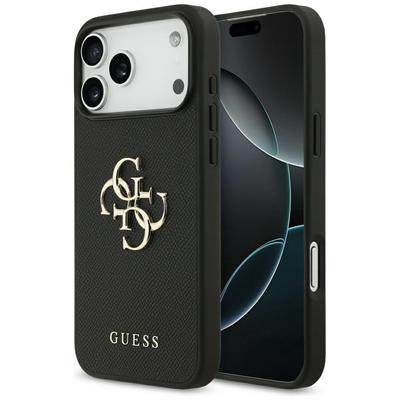 Guess Grained Big 4G & Classic Logo Case for iPhone 17 Pro Max Black