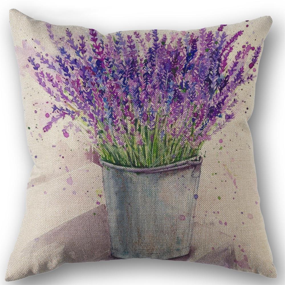 Home Decor Lavender Artistic Pattern Cushion Covers Pattern Cushion Cover Suitable For Sofa Bedroom Car Pillow Cover